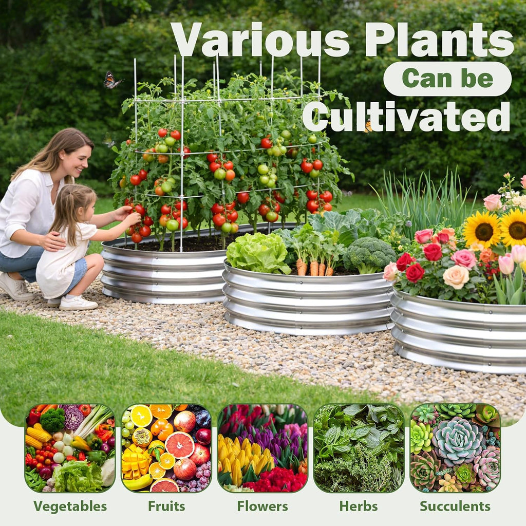 Galvanized Raised Garden Bed Outdoor, 8x4x1ft(2 Pack) Metal Heavy Duty Planter Boxes for Gardening, Easy Assemble