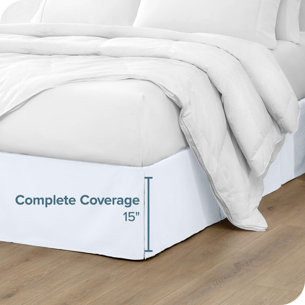 Bed Skirt 15-Inch Drop 1800 Ultra-Soft (Full, White)