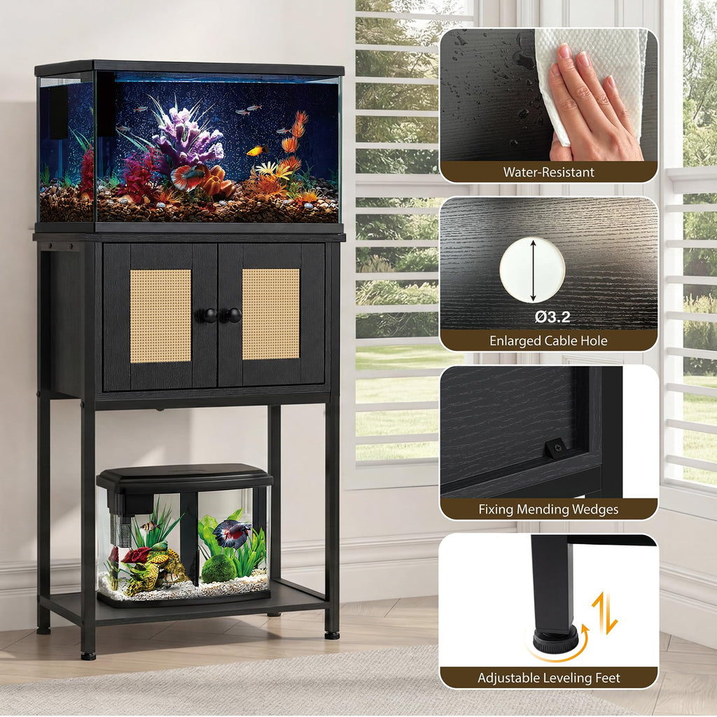 5-10 Gallon Fish Tank Stand with Cabinet, 350 LBS Capacity