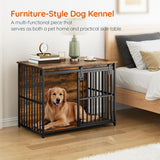 Dog Crate Furniture, 36.6" Heavy Duty Dog Kennel with Sliding Barn Door, Wooden Dog Cage Indoor