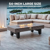 54”Propane Fire Pit,Outdoor Gas Fire Pit Table with Rain Cover,Rectangular Heater for Patio, Backyard, Deck,50,000BTU Outdoor Modern Patio Fire Pit. - Image 8