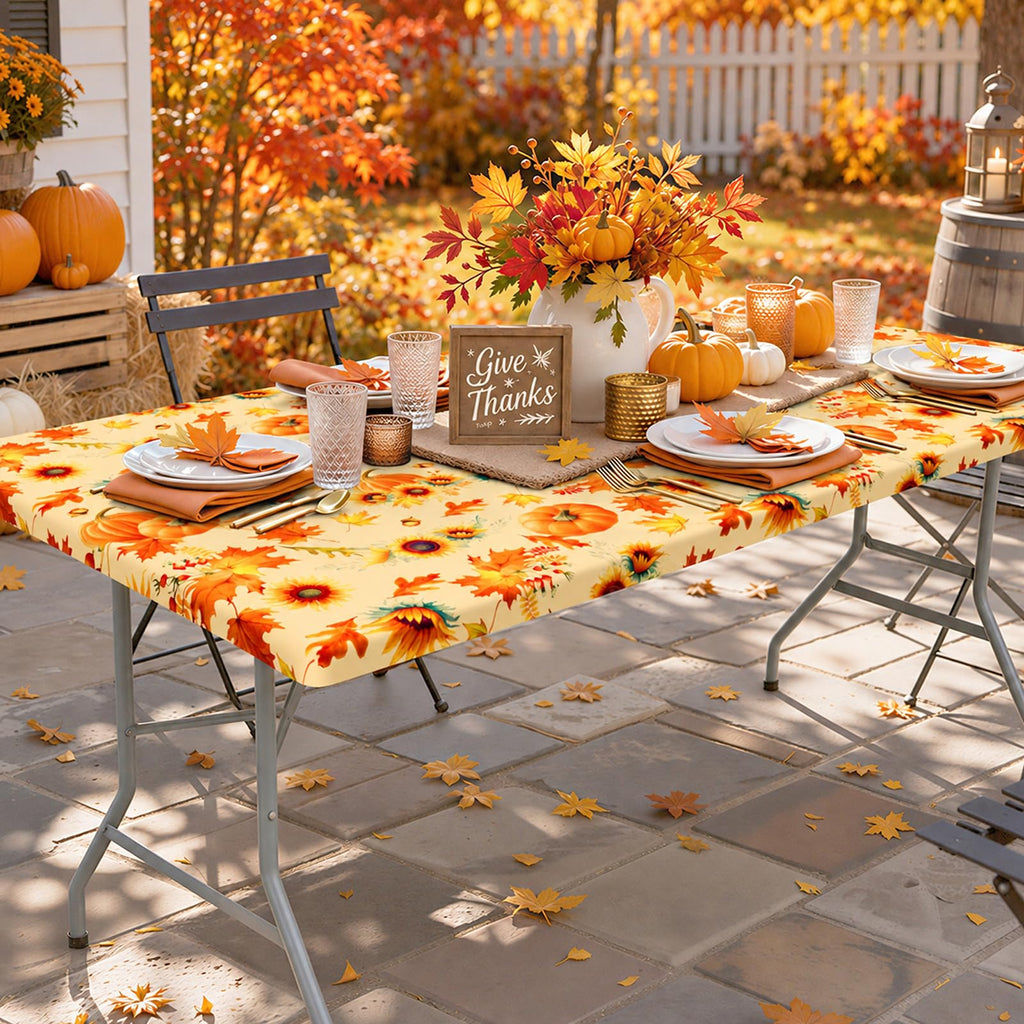 Thanksgiving Table Cloth, Plastic Table Cover for 8FT Tables