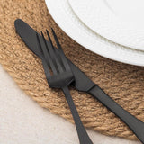 Black Satin 40-Piece Silverware Set, Service for 8, Stainless Steel Flatware Set, Matte Polished Cutlery Set
