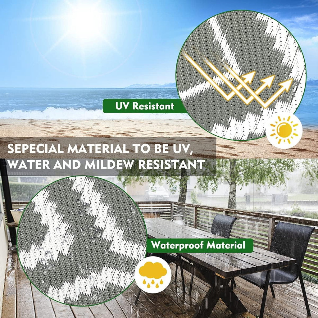 Outdoor Rug, Plastic Woven Patio Mat, Waterproof RV Camping Rug