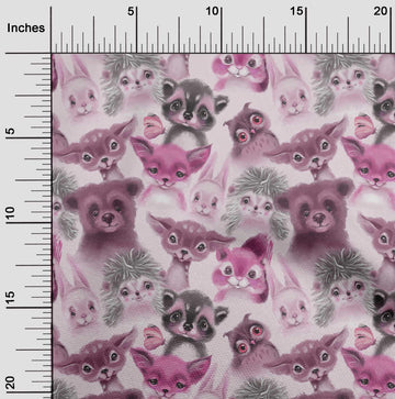 Cotton Jersey Pink Fabric Animals Watercolor DIY Clothing Quilting Fabric Print Fabric By Yard 58 Inch Wide