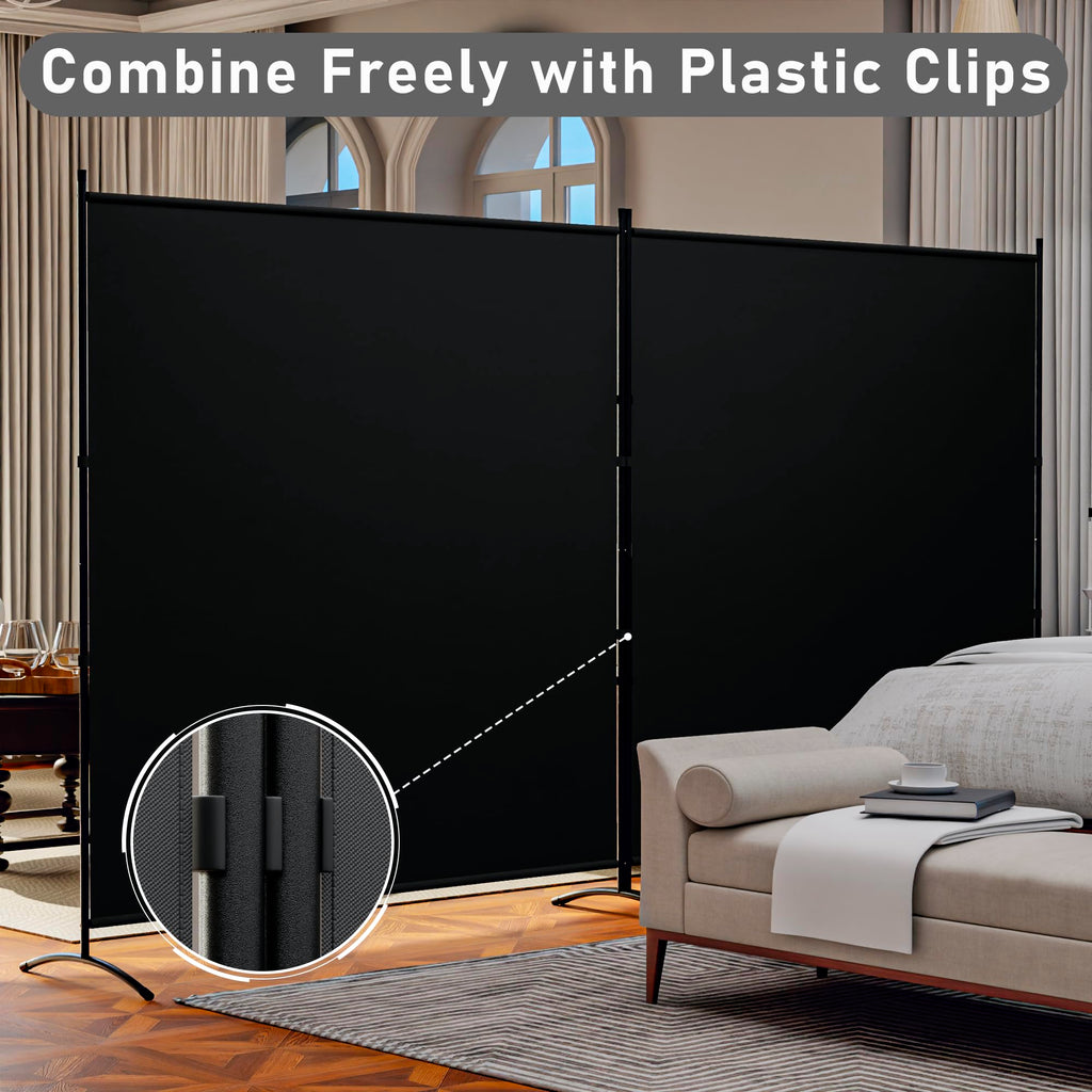 2 Panel Large Room Divider, Folding Privacy Screens for Room Partition, Black