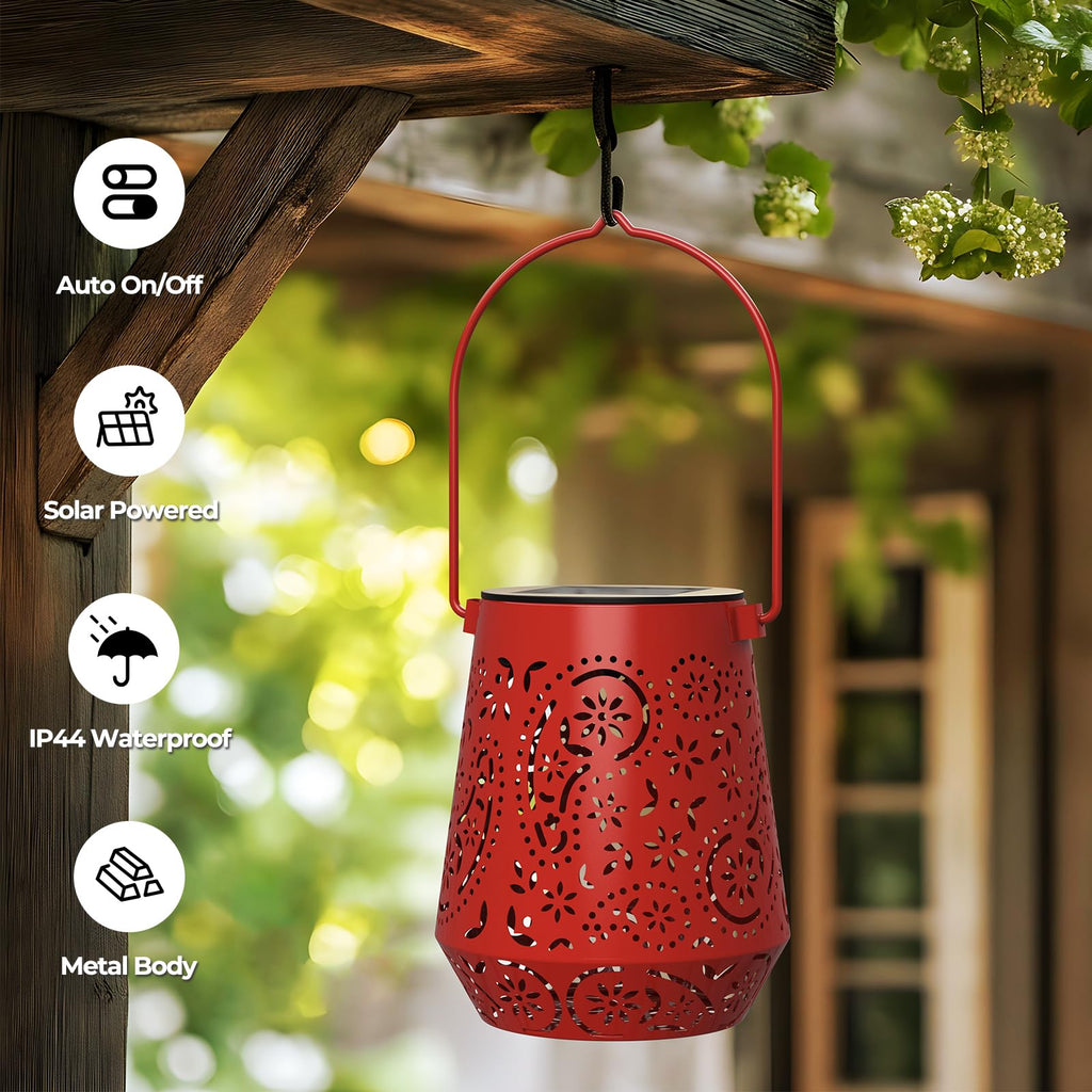 Lanterns 4 Pack Outdoor Waterproof Solar Lights, Auto ON/Off Lanterns