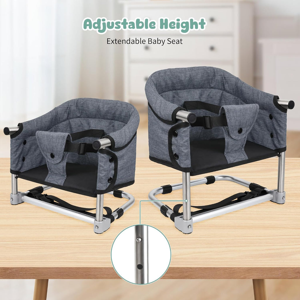 Booster Seat for Dining Table, 3-in-1 Portable Toddler Booster Chair with Safety Buckle, Height Adjustable & Foldable