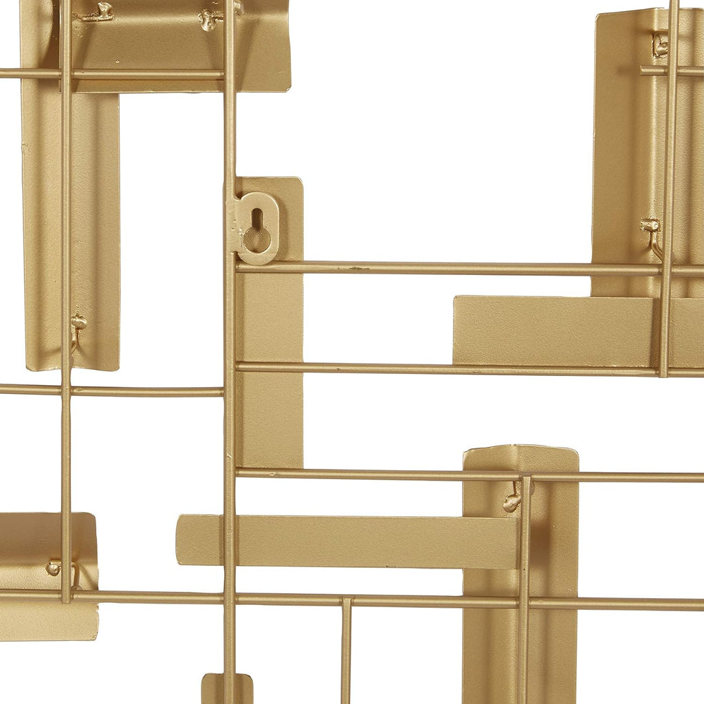 Metal Geometric Home Wall Decor 3D Stripe Wall Sculpture, Wall Art 36" x 1" x 23", Gold