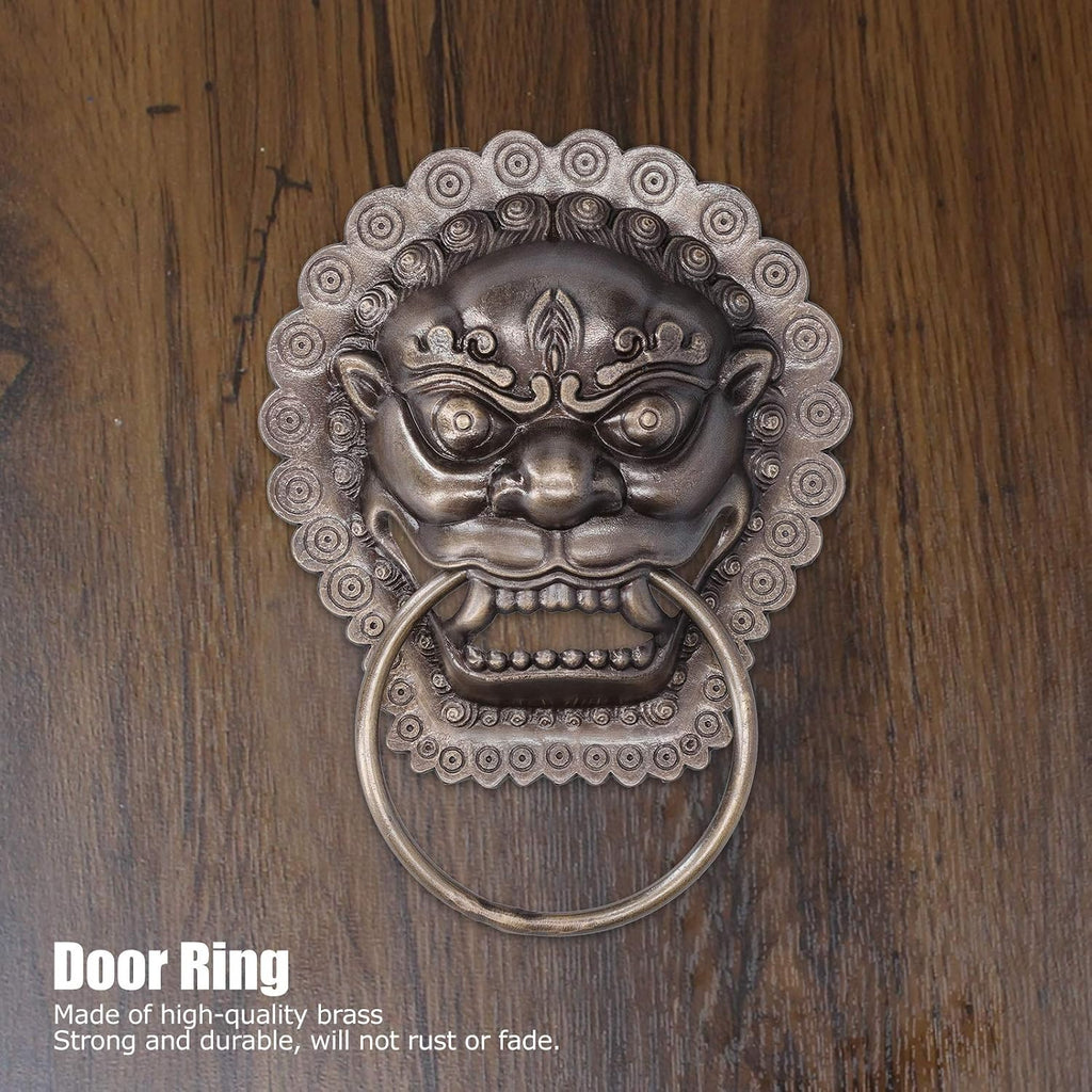 Lion Head Door Knocker, Chinese Door Knocker Antique Animal Head Door Pull, Antique Brass Lion Door Handle