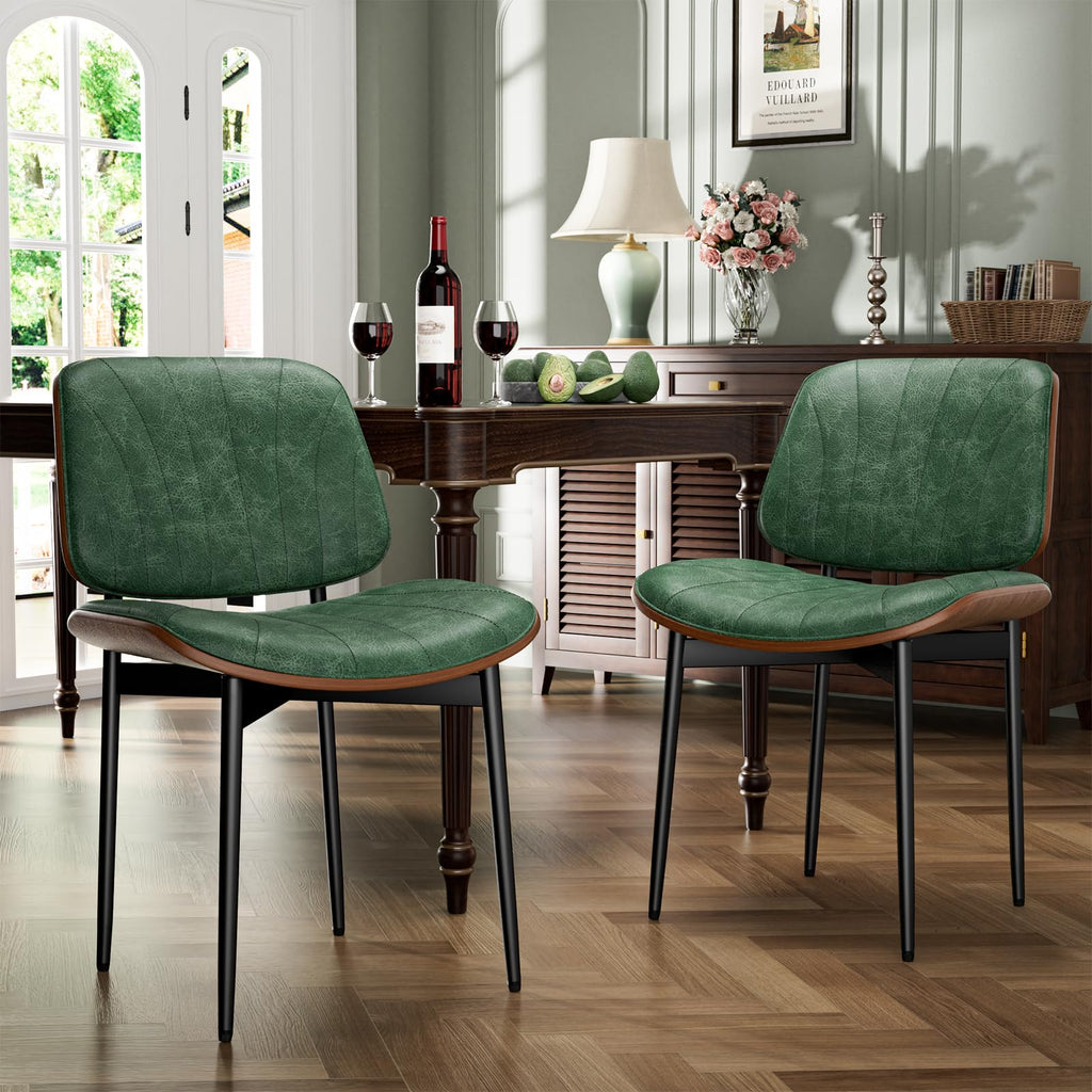 Dining Chairs Set of 4, Mid Century Modern PU Leather Kitchen Chairs