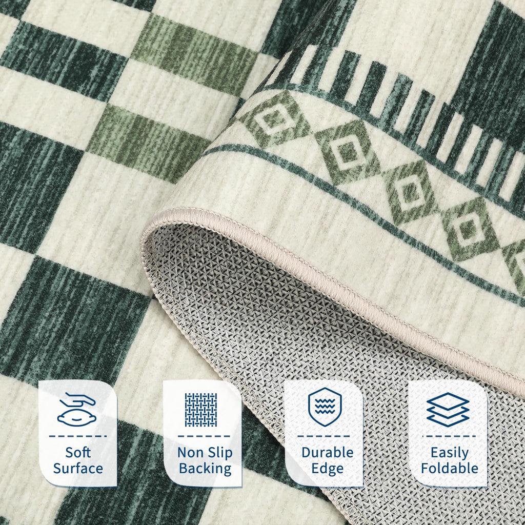 2x6 Runner Rug Modern Abstract Checkered Carpet