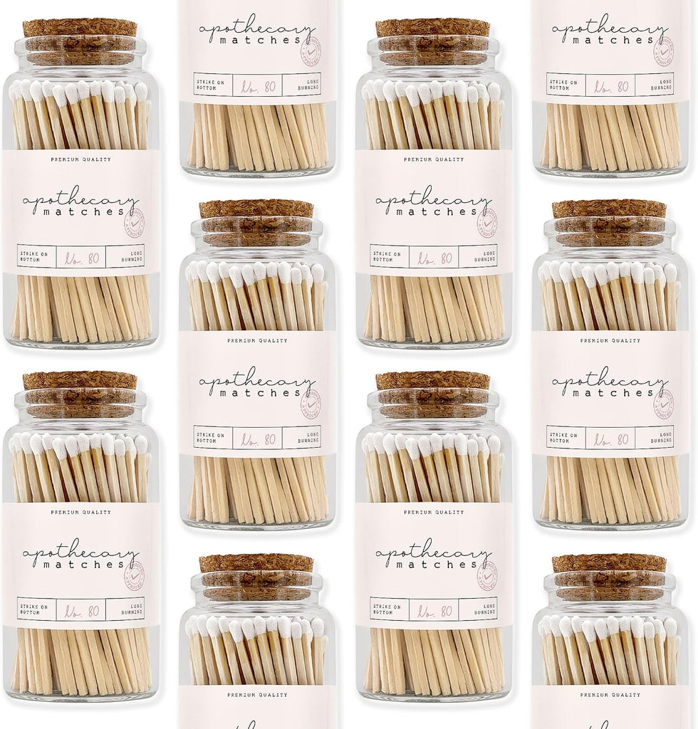 Apothecary Wooden Matches in a Jar with Striker | Decorative Matches for Candles | Long Matches for Candles