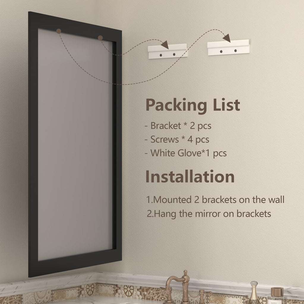 28x32 Inch Black Matte Bathroom Mirror for Wall