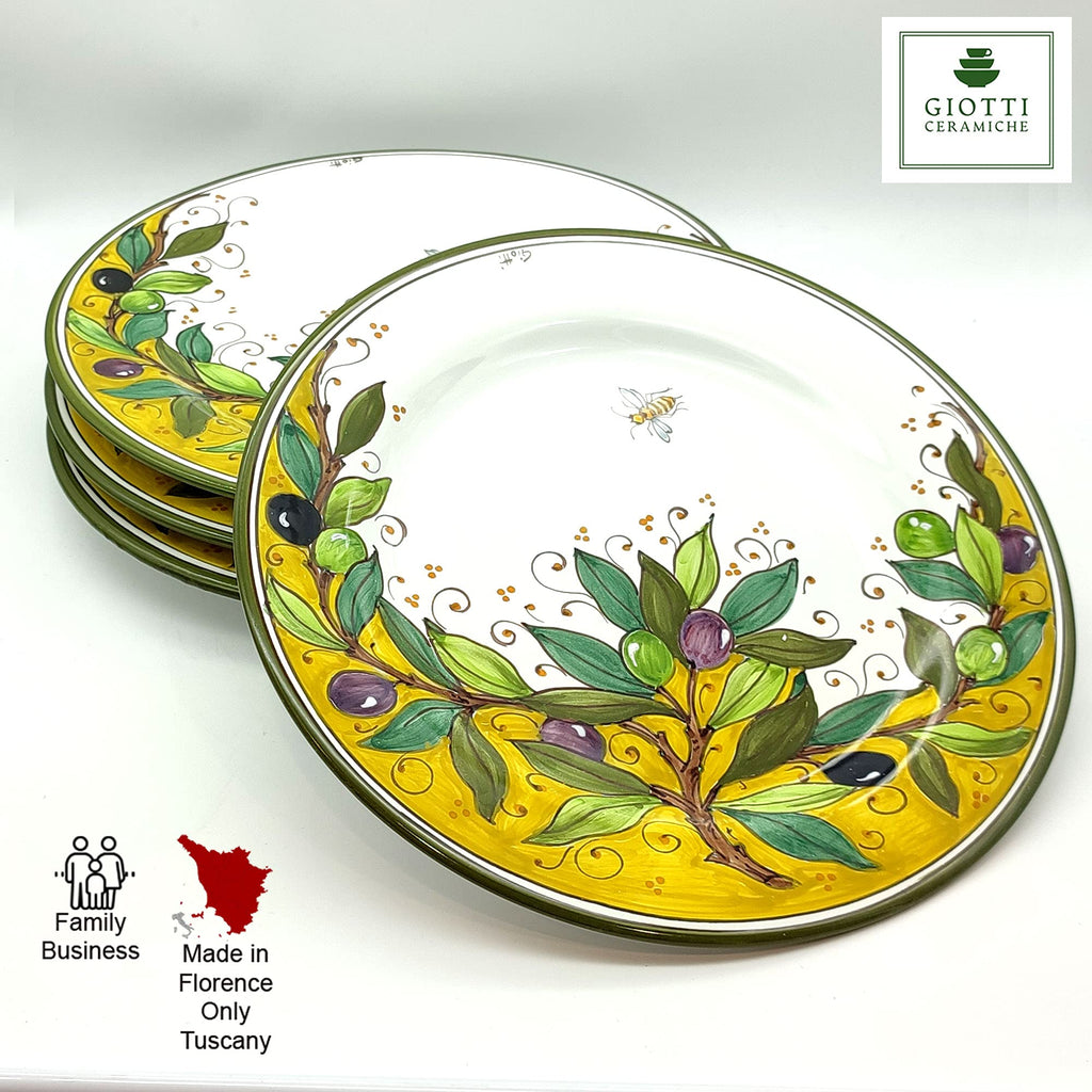 Italian Ceramic Dinnerware Set - Hand Painted Kitchen Dishes Set for 4 - Made in Italy Tuscany - Dinner Plates - Home