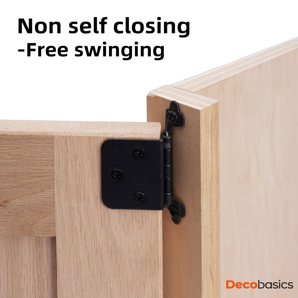Free Swinging (Non Self-Closing) Overlay Cabinet Hinges Black - 50 Pack (25 Pairs) Cabinet Doors - Matte Black