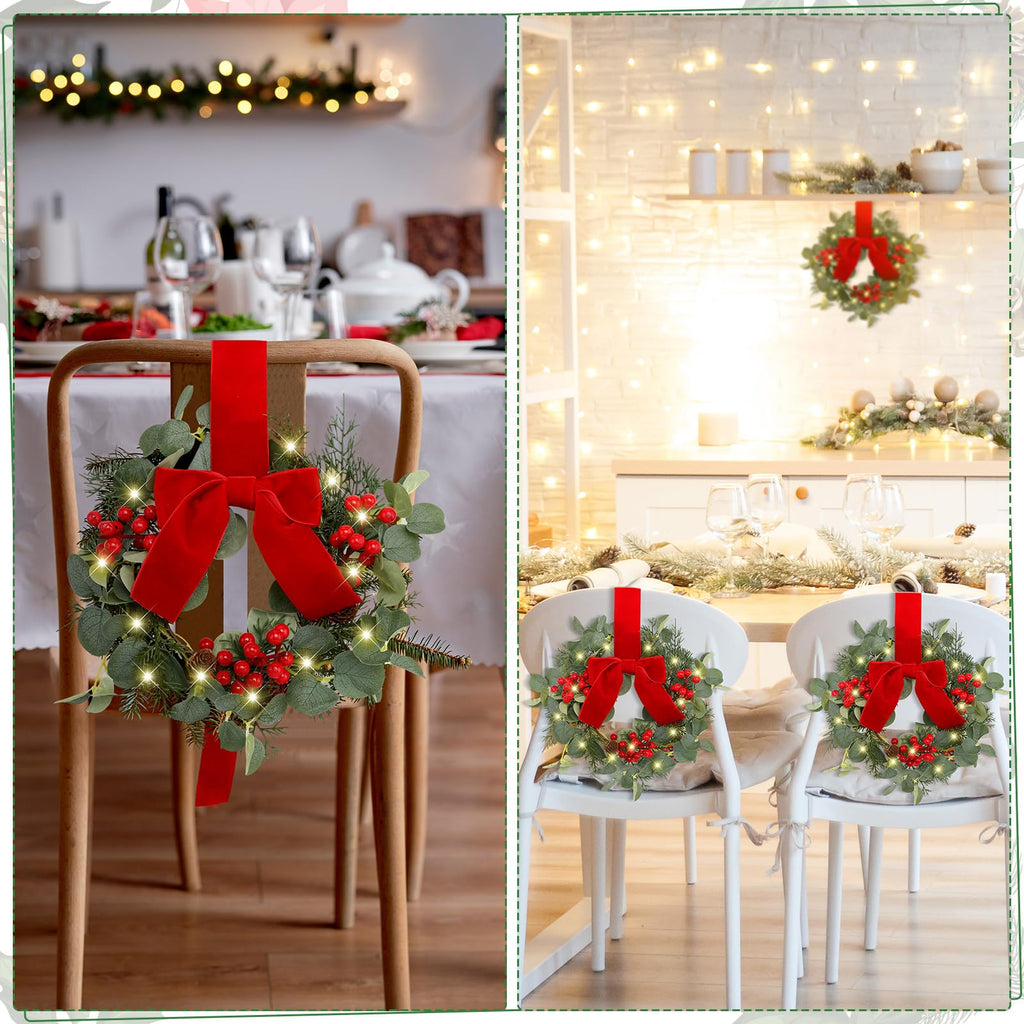 4 Pcs 9 Inch Mini Christmas Wreaths for Cabinets Small Xmas Wreath