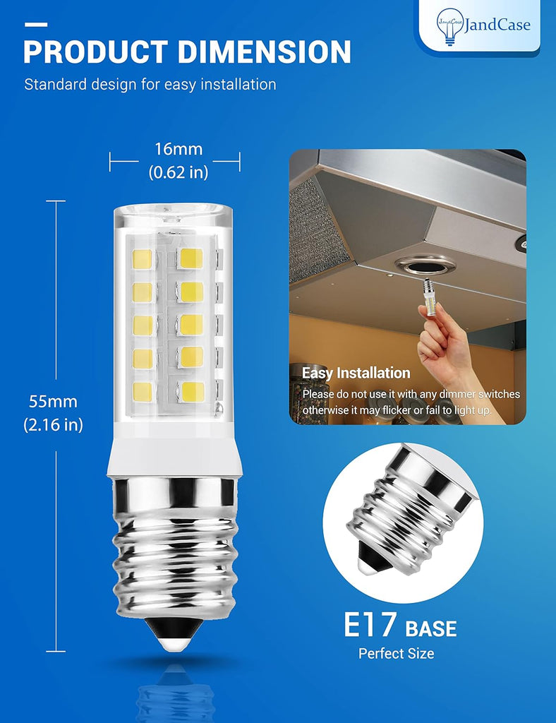 Microwave Light Bulbs Under Hood,E17 LED Bulb 40W Equivalent,6000K