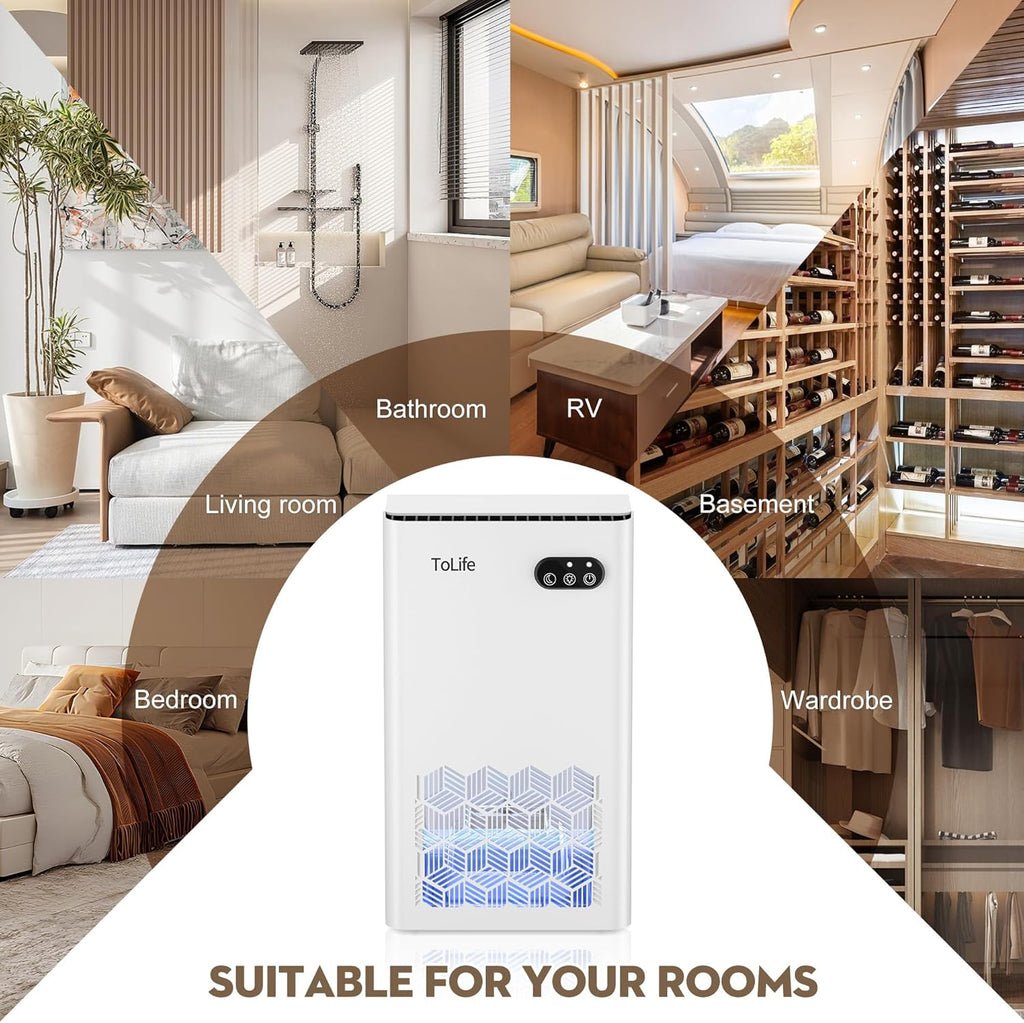 Dehumidifier for Home, 1000 sq.ft Dehumidifiers for Basement Bedroom Bathroom with 95 OZ Water Tank