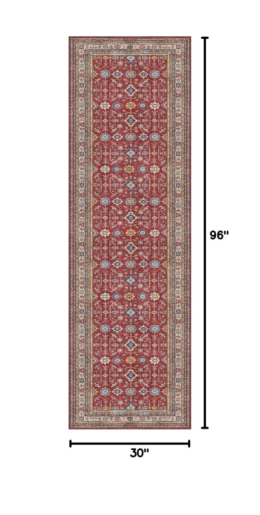 2'6"x8 Runner Rug Non Slip, Washable Runners s Burgundy
