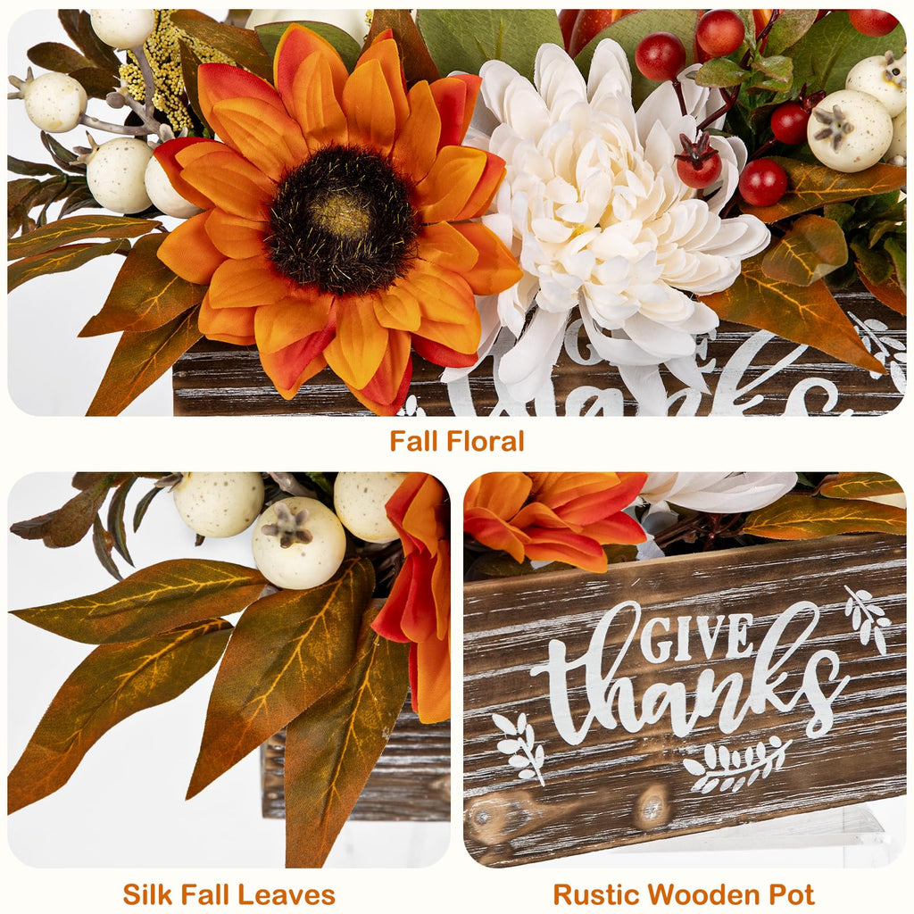 Fall Centerpiece for Table Fall Fake Flower in Pot Fall Floral Arrangement