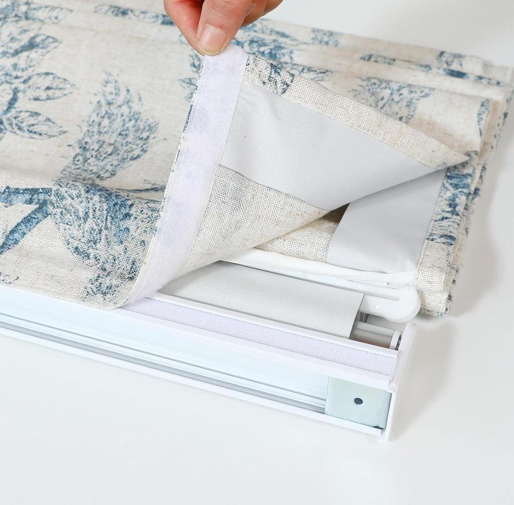 Peacock Cordless Blackout Roman Shades, Linen Blended Dual Layer Window Treatment for Bedroom Living Room, 23" W x
