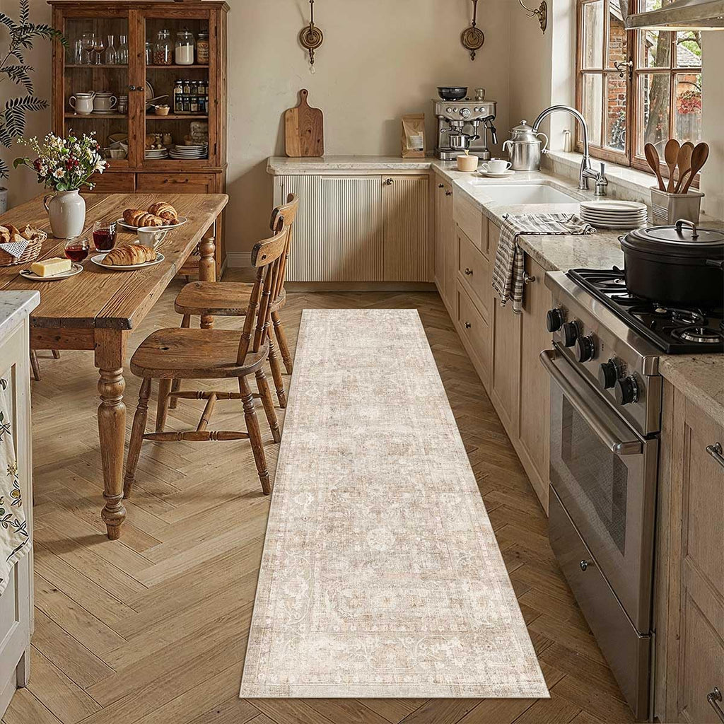 2x10 Beige Neutral Kitchen Hallway Runner Rug