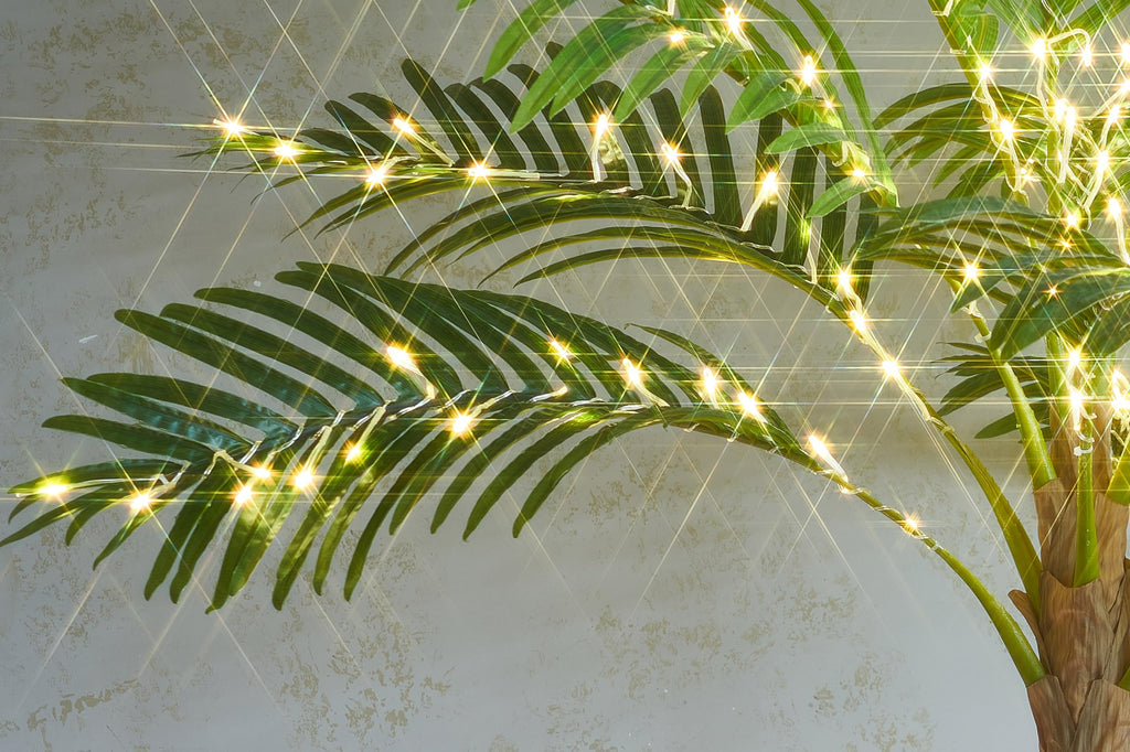 Artificial Palm Tree with Lights 6FT 220 LED Fairy Lights, Lighted Palm Tree Plug in for Indoor Outside Home Room
