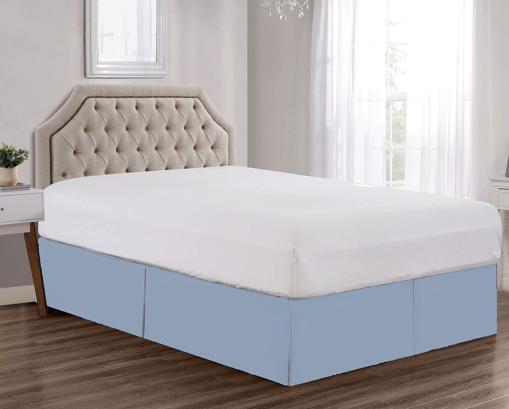 600 Thread Count Pure Cotton Pleated Bed Skirt - Cotton Split Corner Box Pleated Bed Skirt 18 Inch