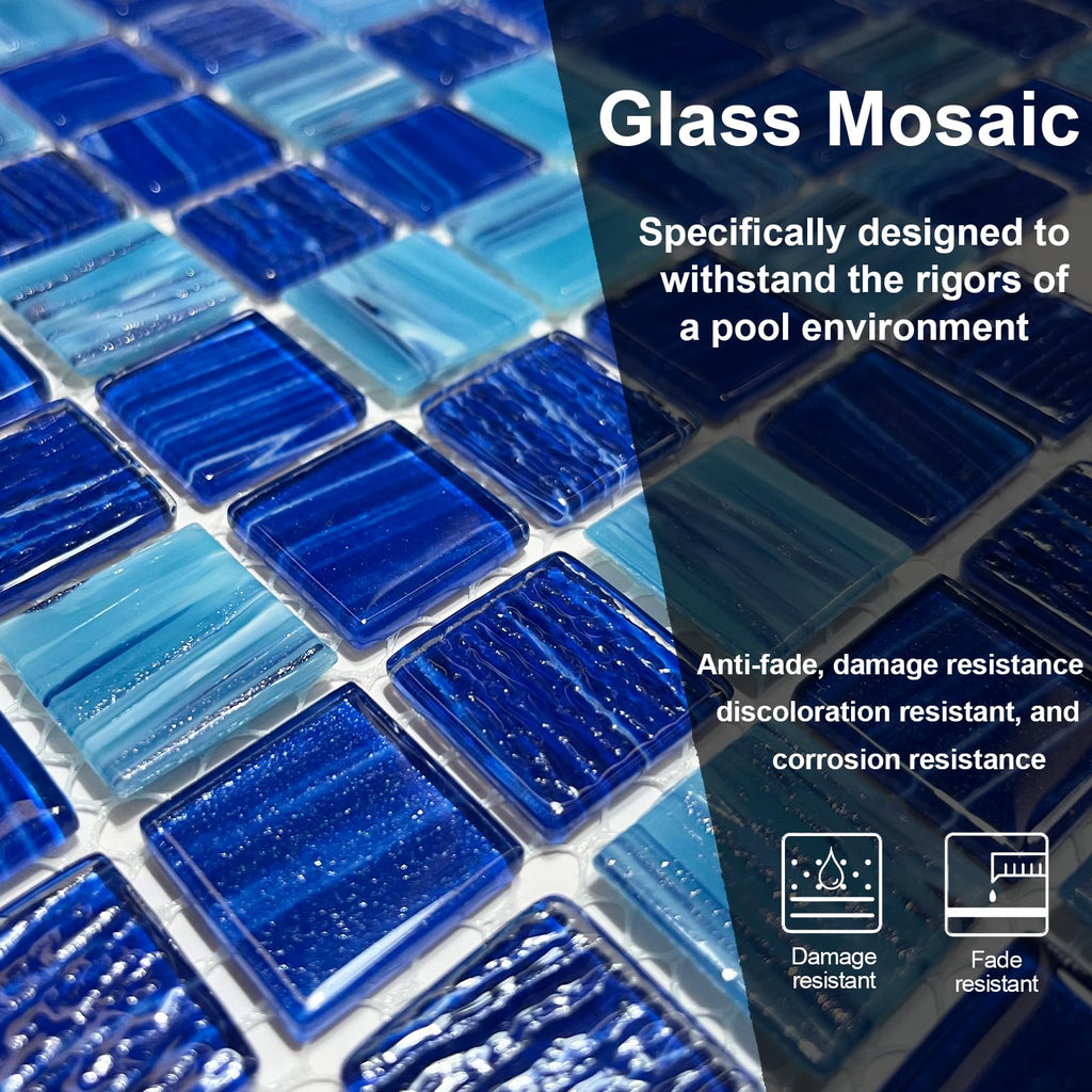 5 Sheets Glass Mosaic Tiles Backsplash, Pool Tiles, 12" x 12" Kitchen Backsplash Tile, Glass Tiles Border Shower Wall