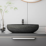 WinZo Bathroom Artistic Vessel Sink, 24x16x5.9 inch Oval Bowl Sink, Retro Ceramic Washbasin Above Counter