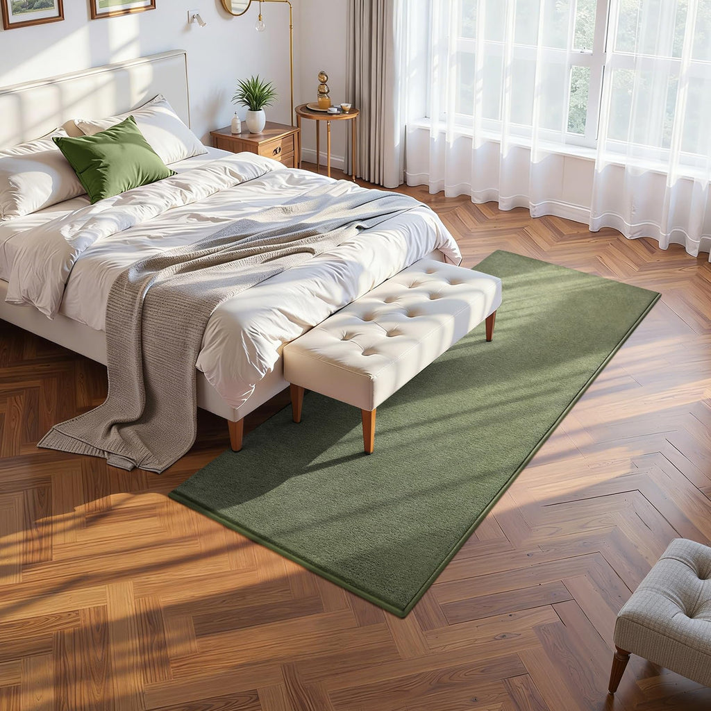 Soft Runner Rug, Washable and Non-Slip, Green