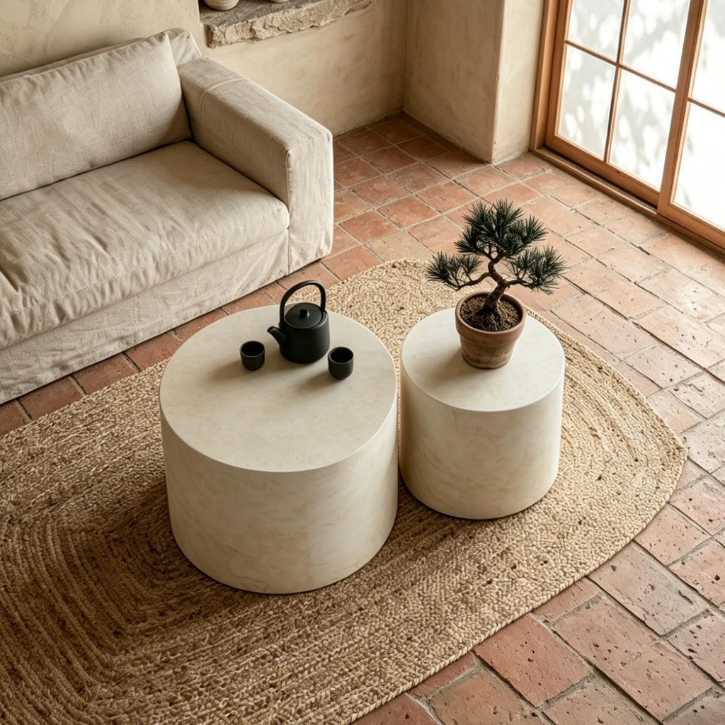 Round Nesting Coffee Set of 2 Living Room, No Assembly