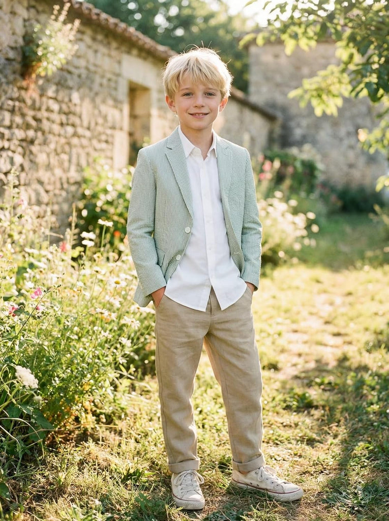 Boys Blazer Seersucker Suits Jacket Casual Stripe Kids Sports Coat for Boy