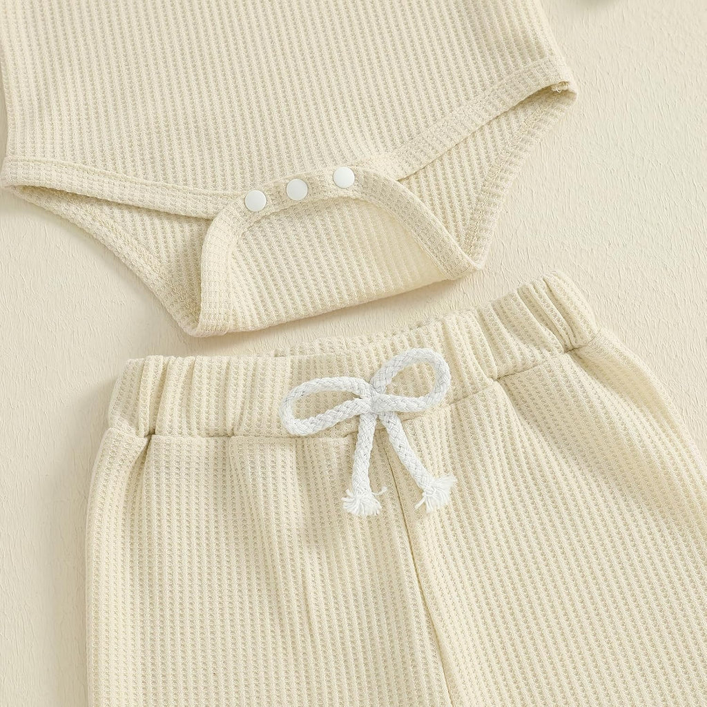 Newborn Baby Boy Clothes Ribbed Knit Long Sleeve Bodysuit Pants Piece Fall Winter Outfits