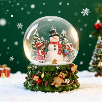 8.25 Inch Height Christmas Snow Globe with Light up Musical Snowflakes Holiday Decoration, Snowman Oversized Resin