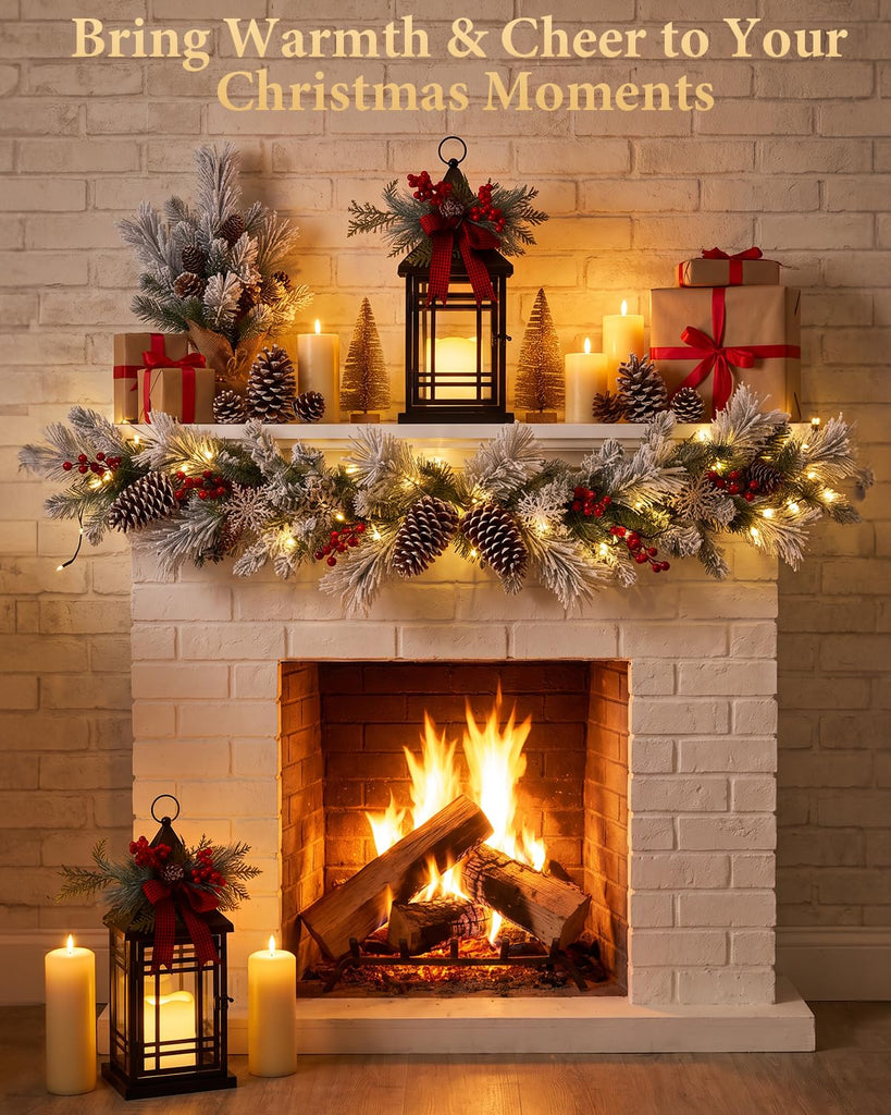 Christmas Candle Lantern Decorations Indoor Outdoor for Porch Decor 15.6"