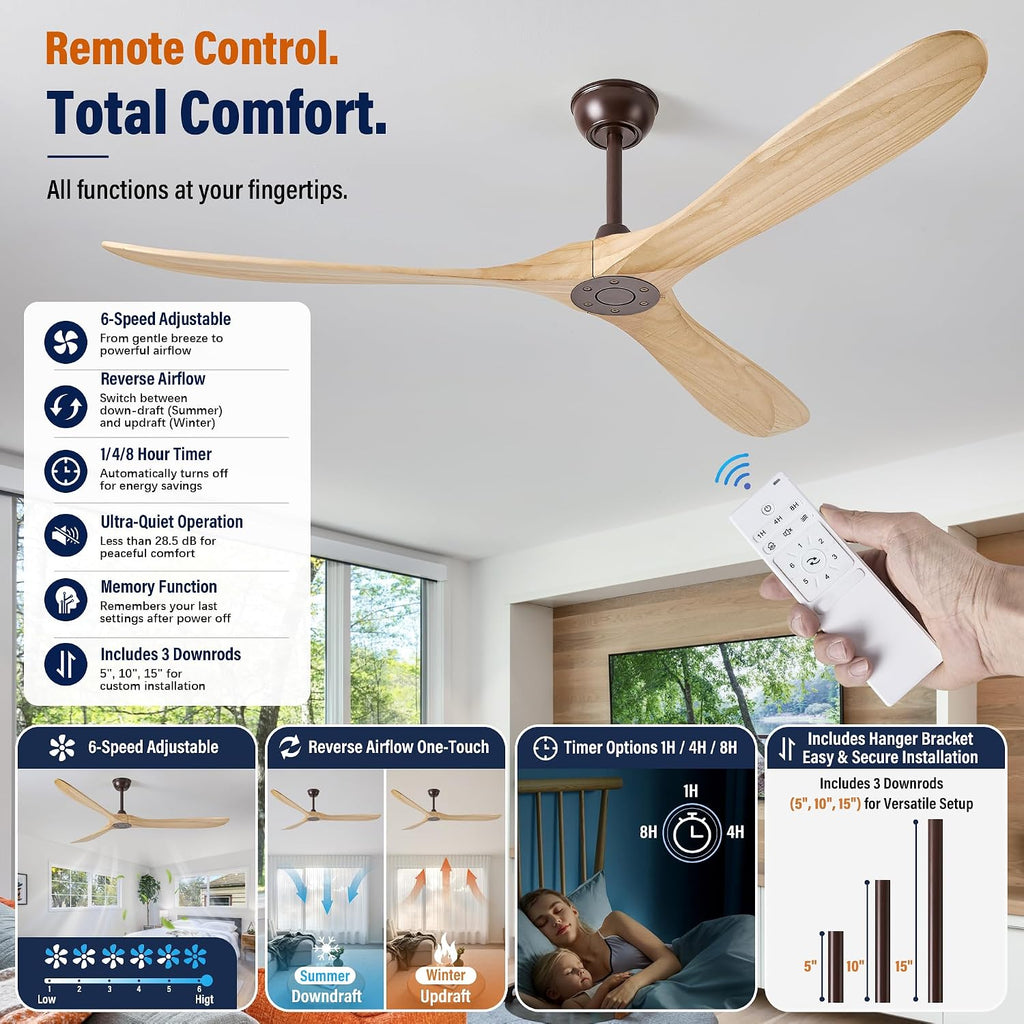 Inspired Maverick Style 72" wood ceiling fan, Oil Rubbed Bronze