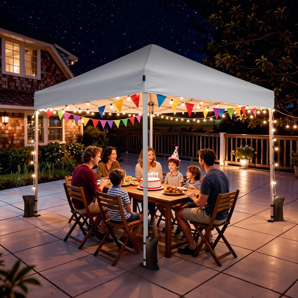 10x10 Pop Up Canopy, Portable Instant Canopy Tent with Carry Bag, 4 Sandbags and 8 Stakes Events, Parties & Camping