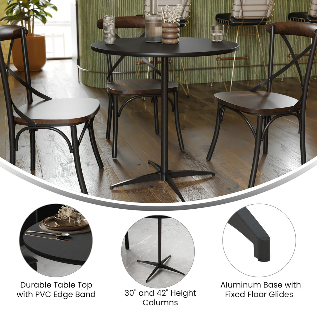 30 in Wood Round Cocktail Table, Black