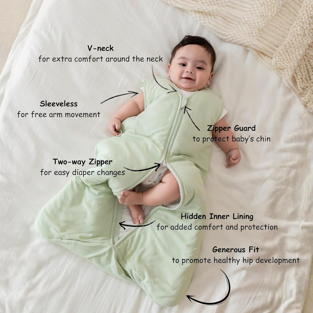 Sleep Sack 1.0 TOG Year Round, Soft Rayon Made from Bamboo Wearable Blanket with 2 Way Zipper