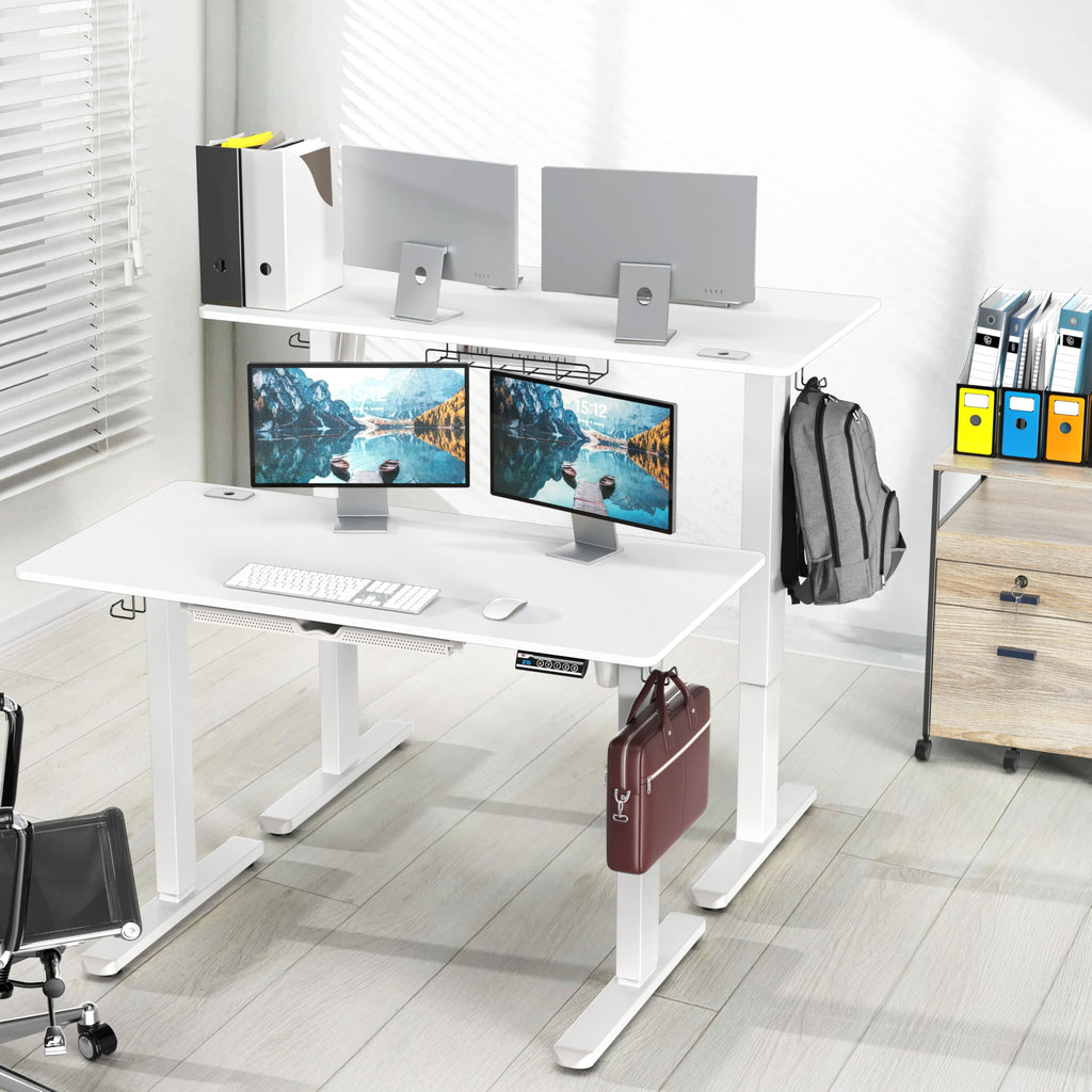 48-Inch Electric Height Adjustable Standing Desk w/ Drawer, White