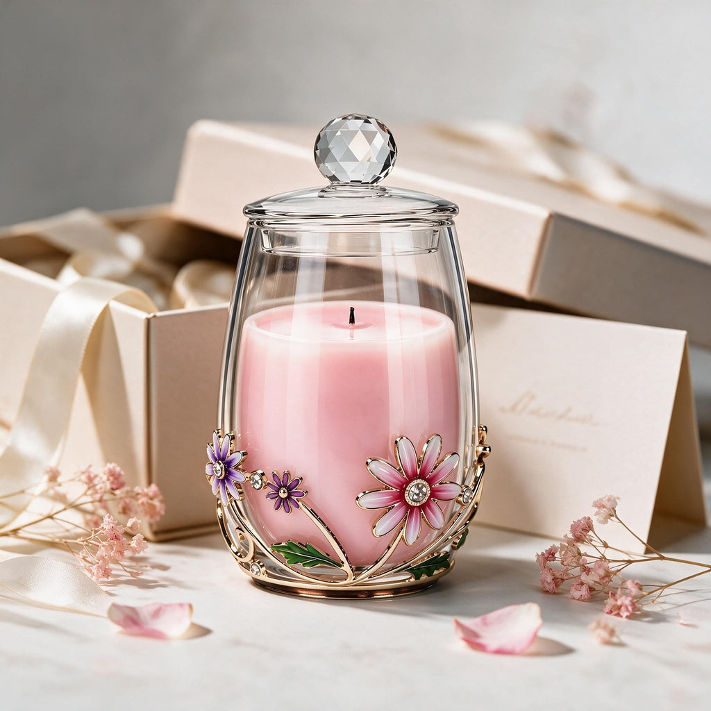 Gardenia scentend Candles Gifts for Women, Crystal Lid Gift Jar