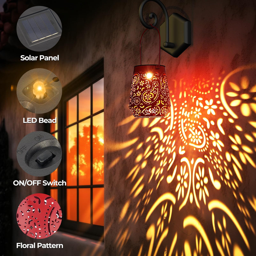 Lanterns 4 Pack Outdoor Waterproof Solar Lights, Auto ON/Off Lanterns