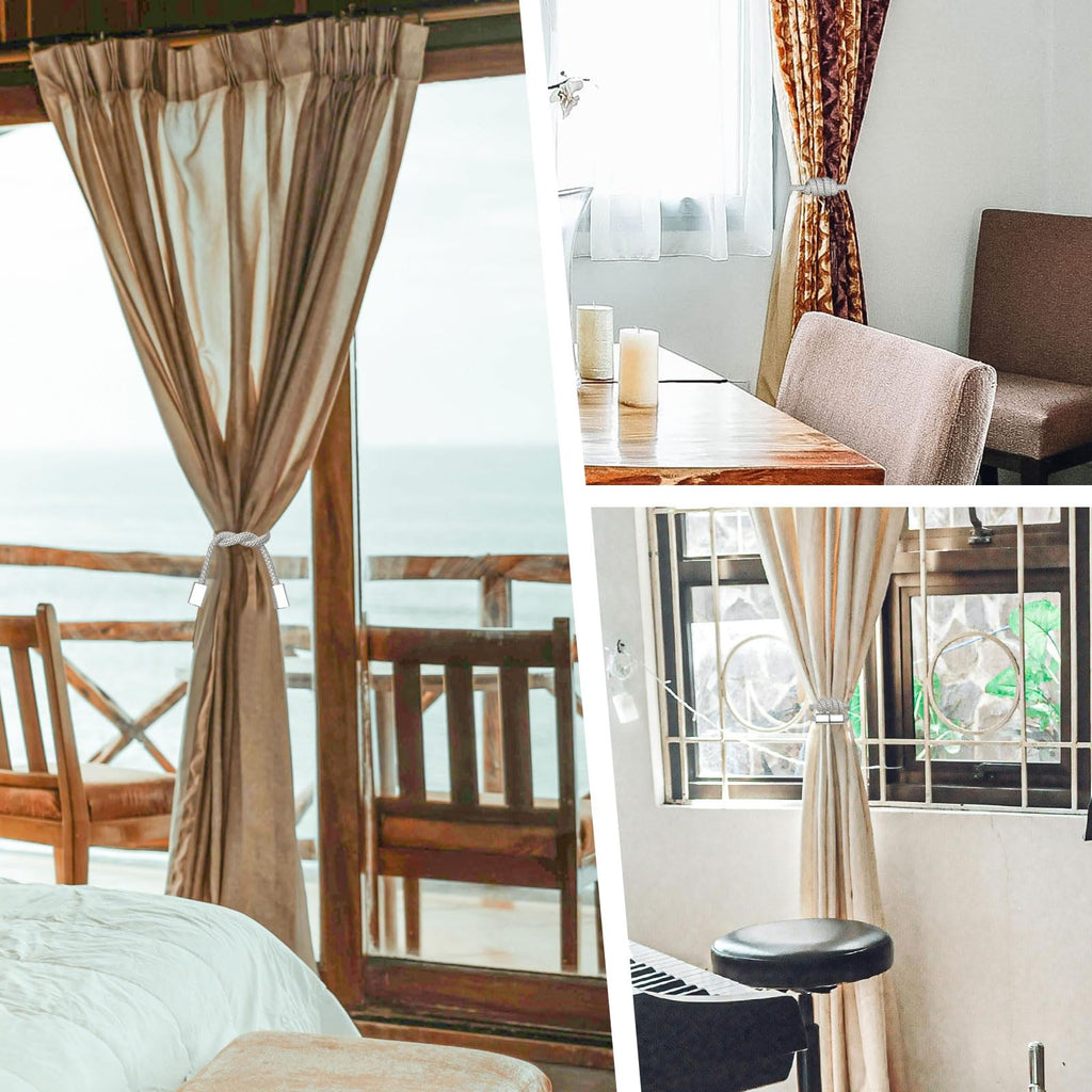 Mini Magnetic Curtain Tiebacks Modern Simple Style Drape Tie Backs Elegant Hand Weave Rope Knot Decorative - 2 Pack