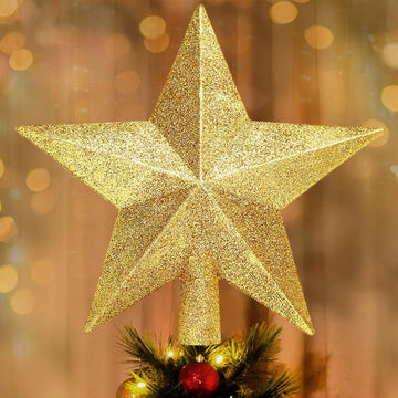 Glitter Christmas Star Tree Topper for Holiday Decorations, Christmas Tree Decoration for Holiday Ornament and Home