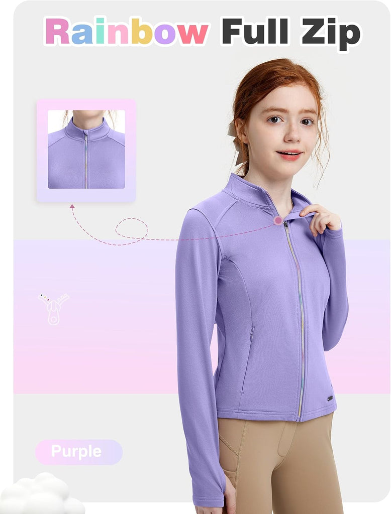 Girls Full Zip Athletic Jacket Fleece Lined