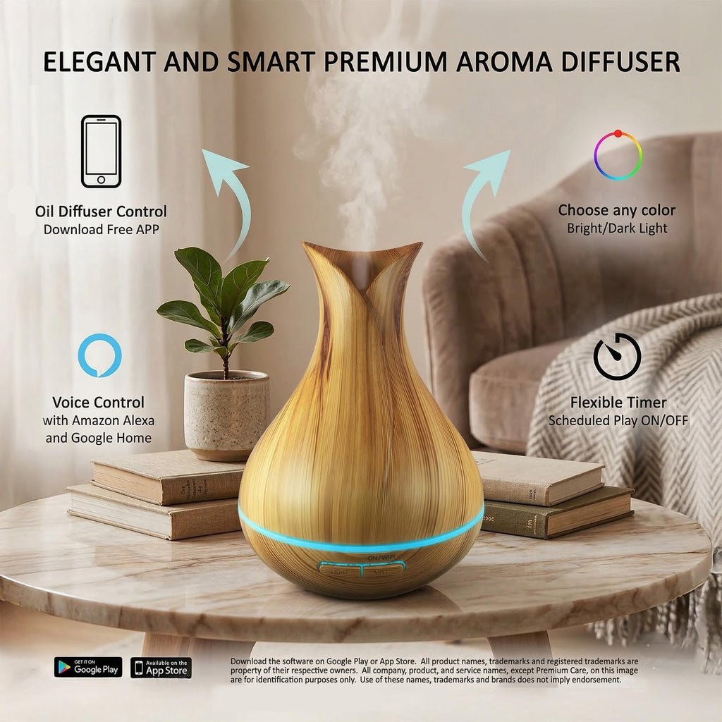 Smart WiFi Humidifier - Aromatherapy Essential Oil Diffusers with App Control & Voice Control - Works with Alexa &