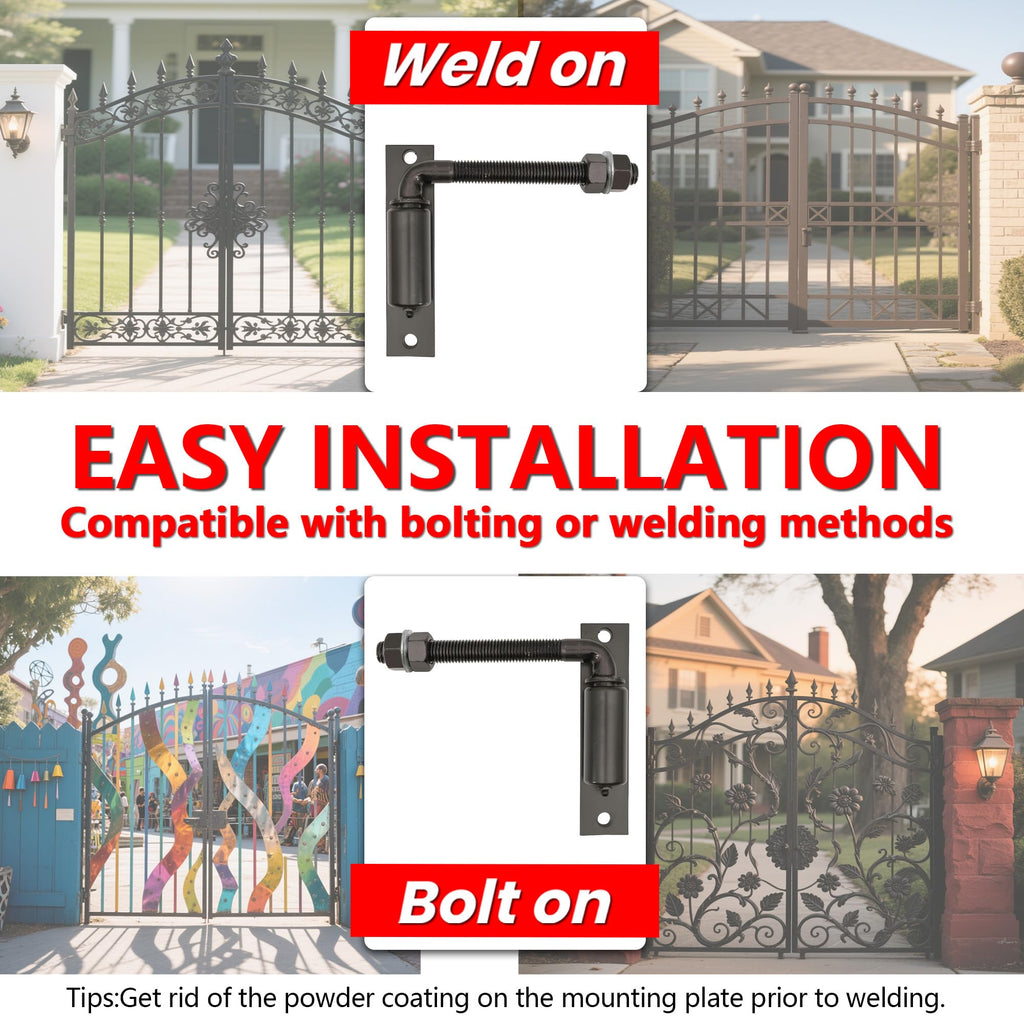 2 Pack J-Bolt Gate Hinge with Plate, Heavy Duty Welded Hinge for Doors Gates, Driveway Gates for Welding on Larger