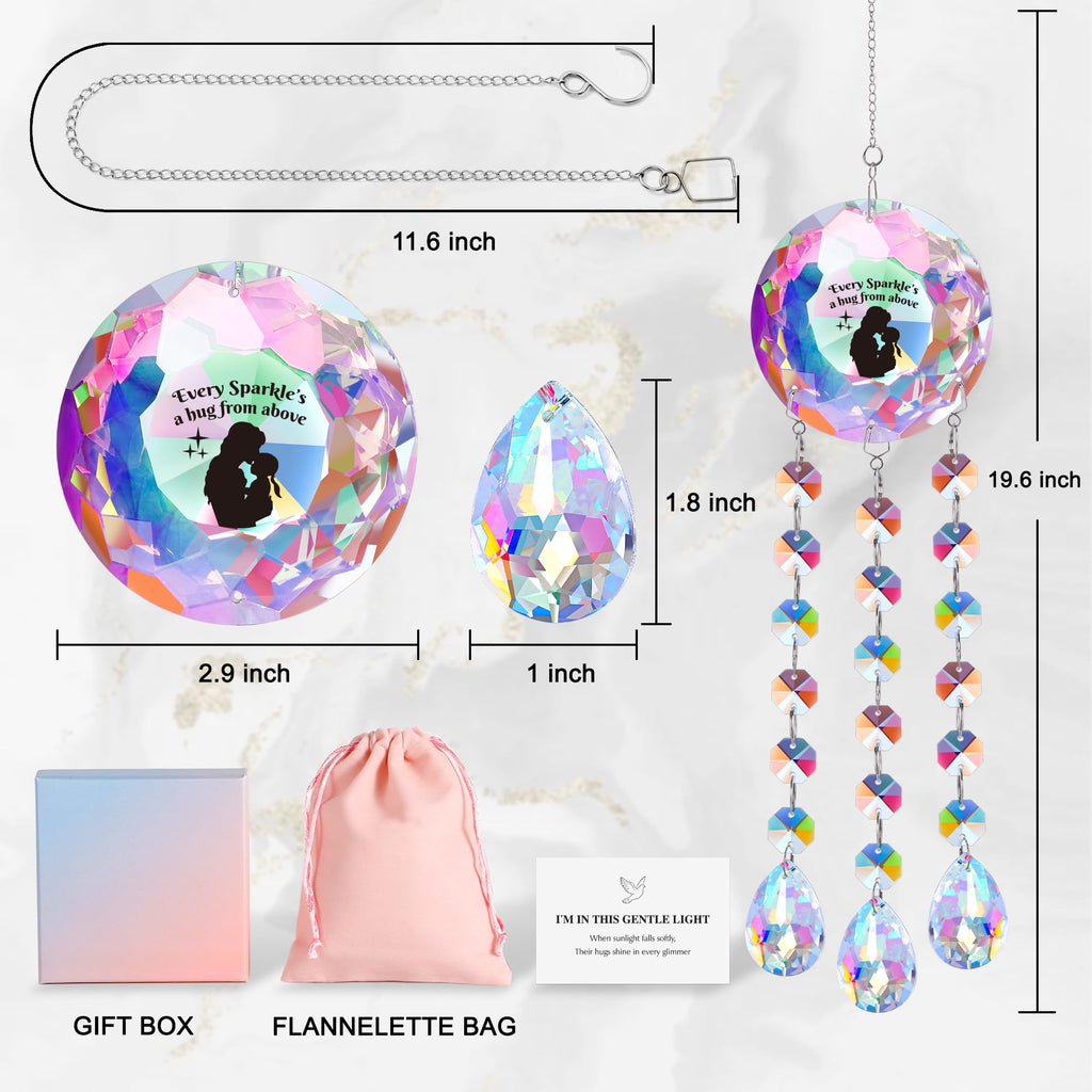 Suncatcher Crystal Memorial Gifts Decor for Loss Mom Daughter Grandma - Every Sparkle's a Hug from Above, Prism Beads
